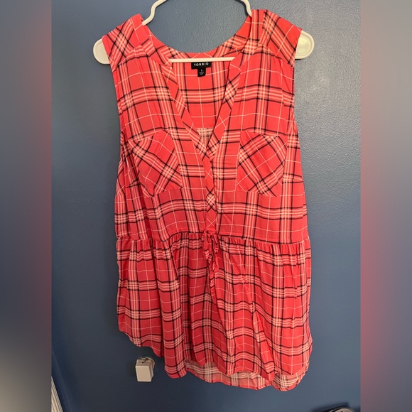 Torrid Pink Plaid Tunic Tank Top - plus Size 1X - Picture 1 of 4